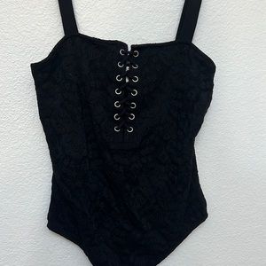 Sexy Express One Eleven Lace Lace Up Bodysuit